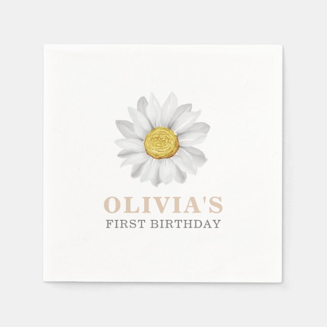Servilleta De Papel Servilletas de cumpleaños de Daisy acuarela (Anverso)