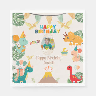 Servilleta De Papel Servilletas de cumpleaños de dinosaurio – Foto per