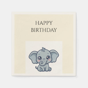 Servilleta De Papel Servilletas de cumpleaños de elefante bebé lindo