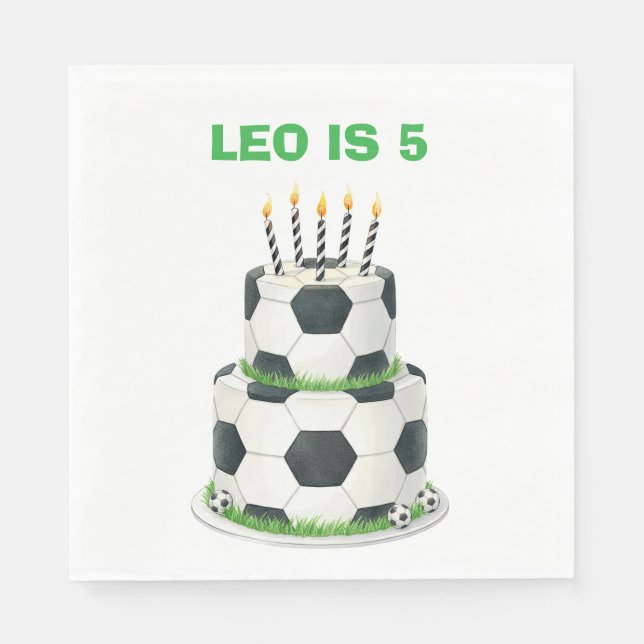 Servilleta De Papel Servilletas de cumpleaños de fútbol editables – Pe (Anverso)