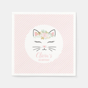 Servilleta De Papel servilletas de cumpleaños de gatito floral cara de