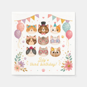 Servilleta De Papel Servilletas de cumpleaños de gato adorable