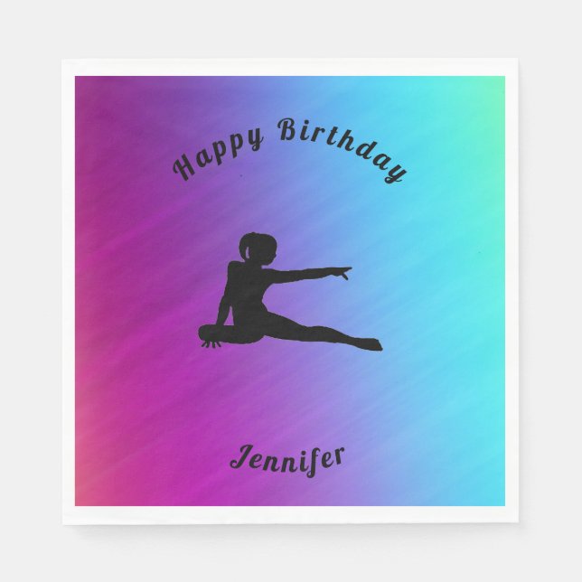 Servilleta De Papel Servilletas de cumpleaños de gimnasia con gradient (Anverso)