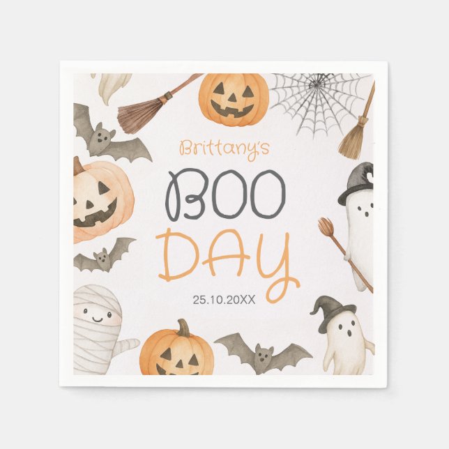 Servilleta De Papel Servilletas de cumpleaños de Halloween espeluznant (Anverso)