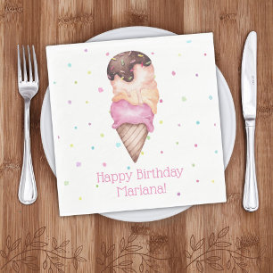 Servilleta De Papel Servilletas de Cumpleaños de Helado para Niñas Ros