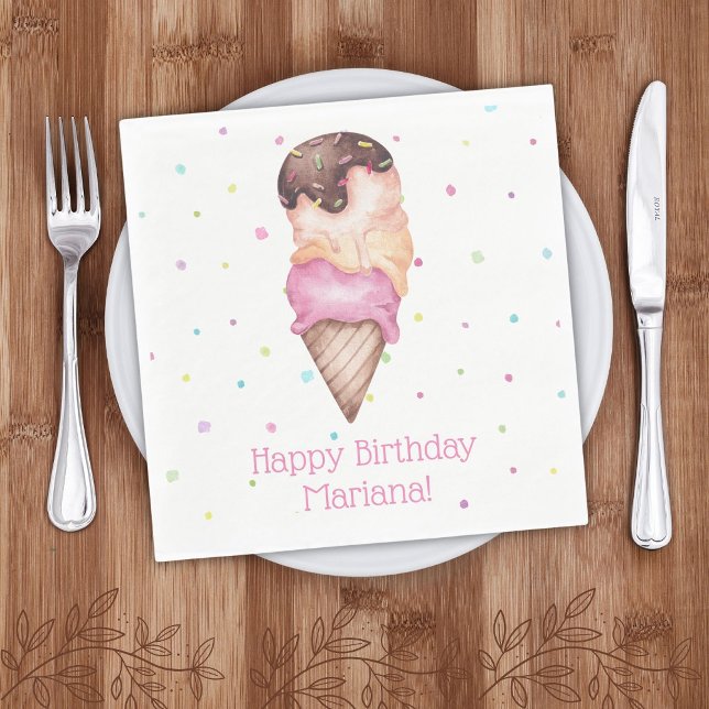 Servilleta De Papel Servilletas de Cumpleaños de Helado para Niñas Ros (Subido por el creador)