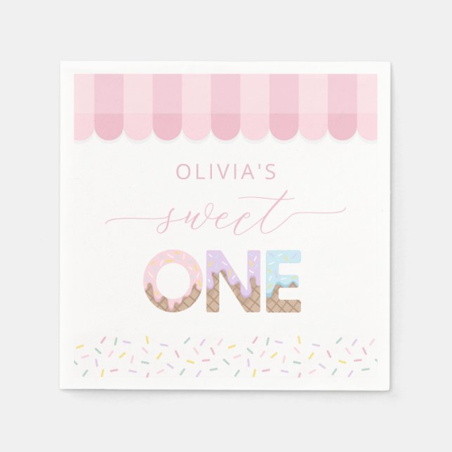Servilleta De Papel Servilletas de Cumpleaños de Helado Sweet One (Anverso)