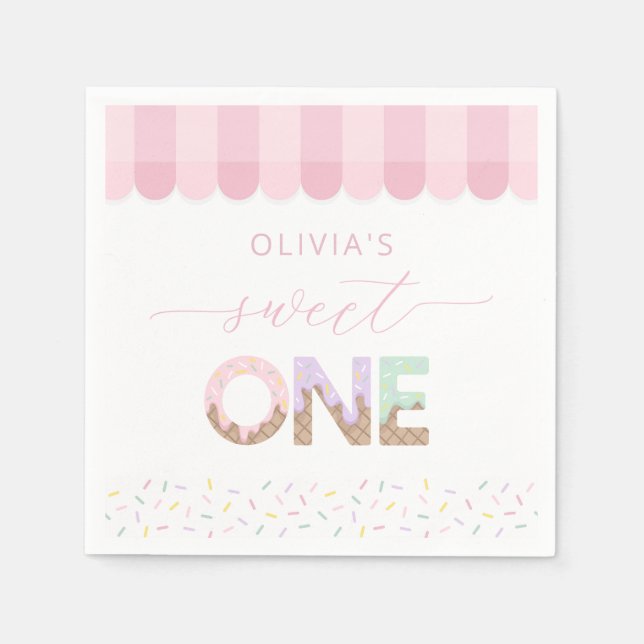 Servilleta De Papel Servilletas de Cumpleaños de Helado Sweet One (Anverso)