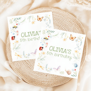 Servilleta De Papel Servilletas de cumpleaños de insectos para niñas B