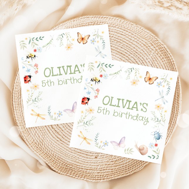 Servilleta De Papel Servilletas de cumpleaños de insectos para niñas B (Subido por el creador)