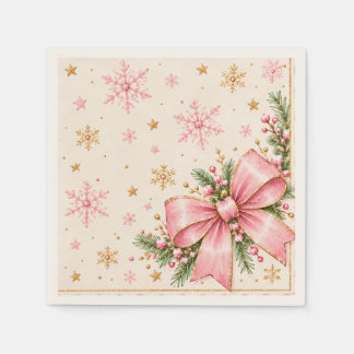 Servilleta De Papel Servilletas de cumpleaños de Navidad rosadas | Laz