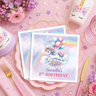 Servilleta De Papel Servilletas de cumpleaños de niña de unicornio pas