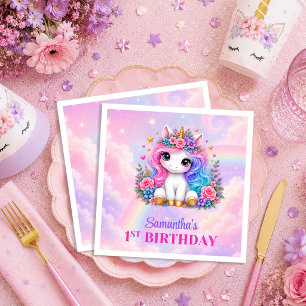 Servilleta De Papel Servilletas de cumpleaños de niña de unicornio pas