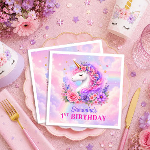 Servilleta De Papel Servilletas de cumpleaños de niña mágica unicornio