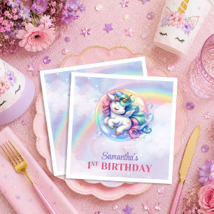 Servilleta De Papel Servilletas de Cumpleaños de Niña Rosa Purpura Uni