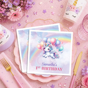 Servilleta De Papel Servilletas de Cumpleaños de Niña Rosa Purpura Uni