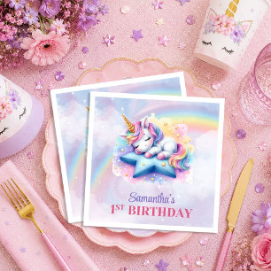 Servilleta De Papel Servilletas de Cumpleaños de Niña Unicornio Bonito