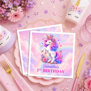Servilleta De Papel Servilletas de Cumpleaños de Niña Unicornio Brilla