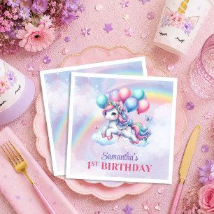 Servilleta De Papel Servilletas de Cumpleaños de Niña Unicornio Brilla