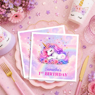 Servilleta De Papel Servilletas de Cumpleaños de Niña Unicornio Capric