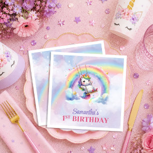 Servilleta De Papel Servilletas de Cumpleaños de Niña Unicornio Mágico