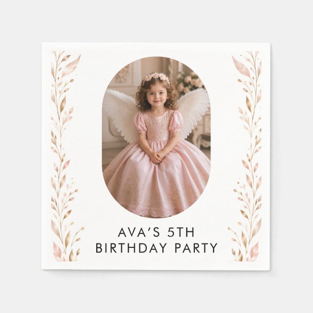 Servilleta De Papel Servilletas de cumpleaños de princesa ángel (Anverso)