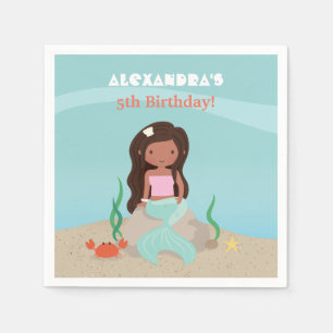 Servilleta De Papel Servilletas de cumpleaños de sirena afroamericana