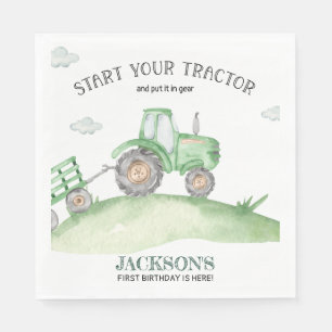 Servilleta De Papel Servilletas de cumpleaños de Tractor Verde