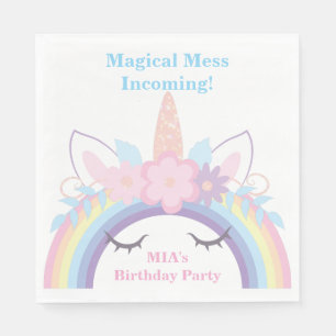 Servilleta De Papel Servilletas de cumpleaños de unicornio arcoíris ed