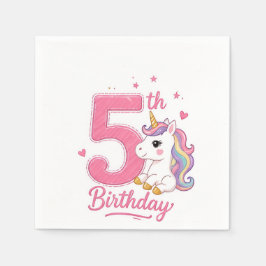 Servilleta De Papel Servilletas de cumpleaños de unicornio para 5 años