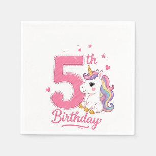 Servilleta De Papel Servilletas de cumpleaños de unicornio para 5 años
