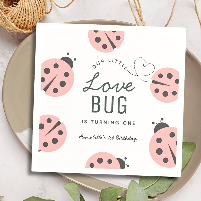 Servilleta De Papel Servilletas de cumpleaños Little Love Bug Pink Lad (Subido por el creador)