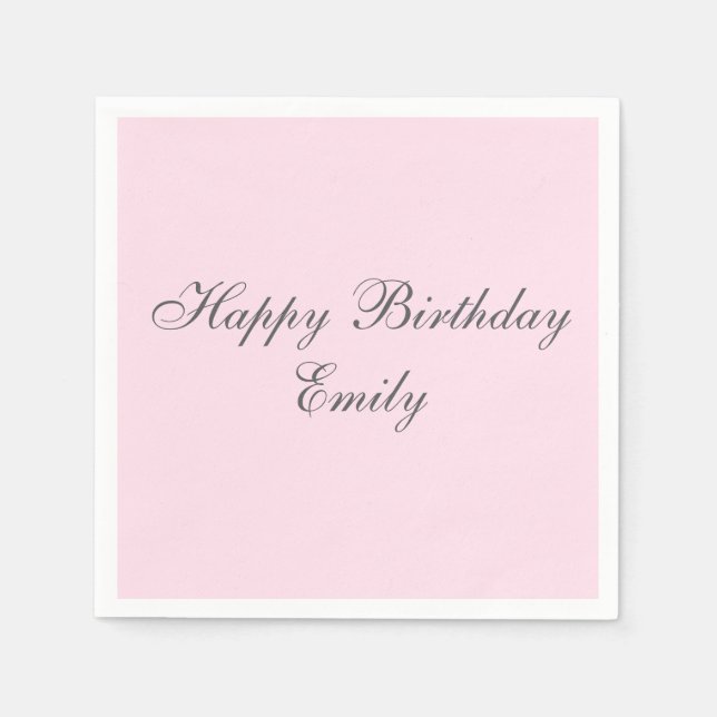 Servilleta De Papel Servilletas de cumpleaños minimalistas rosadas (Anverso)