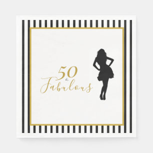 Servilleta De Papel Servilletas de cumpleaños negras doradas 50 & Fabu