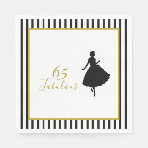 Servilleta De Papel Servilletas de cumpleaños negras doradas 65 & Fabu