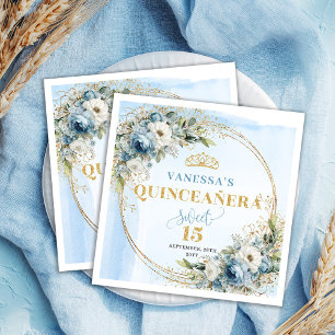 Servilleta De Papel Servilletas de cumpleaños número 15 con flores de