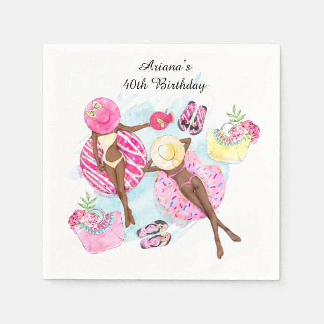 Servilleta De Papel Servilletas de cumpleaños número 40 de chicas retr (Anverso)