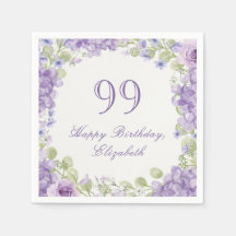 Servilletas de cumpleaños número 99 Elegantes flor