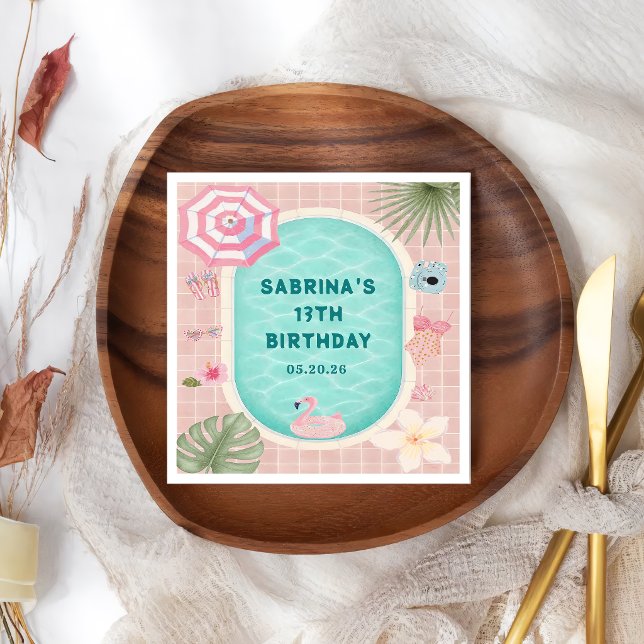 Servilleta De Papel Servilletas de cumpleaños para fiesta de piscina d (Subido por el creador)