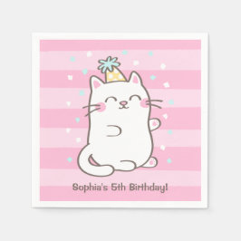 Servilleta De Papel Servilletas de cumpleaños para niñas con gatito bl