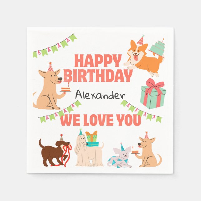 Servilleta De Papel Servilletas de cumpleaños personalizables para ama (Anverso)