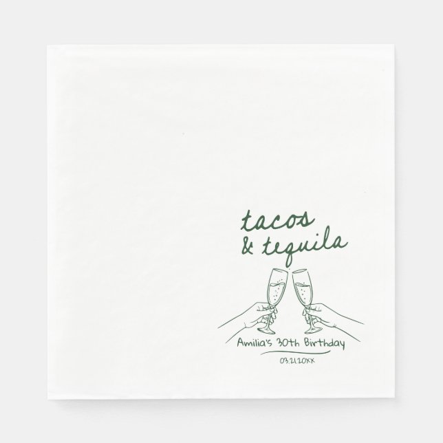 Servilleta De Papel Servilletas de cumpleaños personalizadas de tacos  (Anverso)