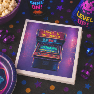 Servilleta De Papel Servilletas de cumpleaños Retro Arcade Level Up
