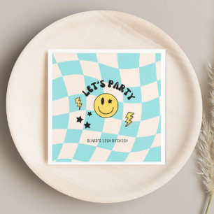 Servilleta De Papel Servilletas de cumpleaños retro azul pastel divert