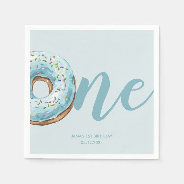 Servilleta De Papel Servilletas de Cumpleaños Sweet One Donut | Pastel (Anverso)