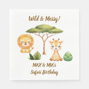 Servilleta De Papel Servilletas de cumpleaños Twins Safari   Salvajes 