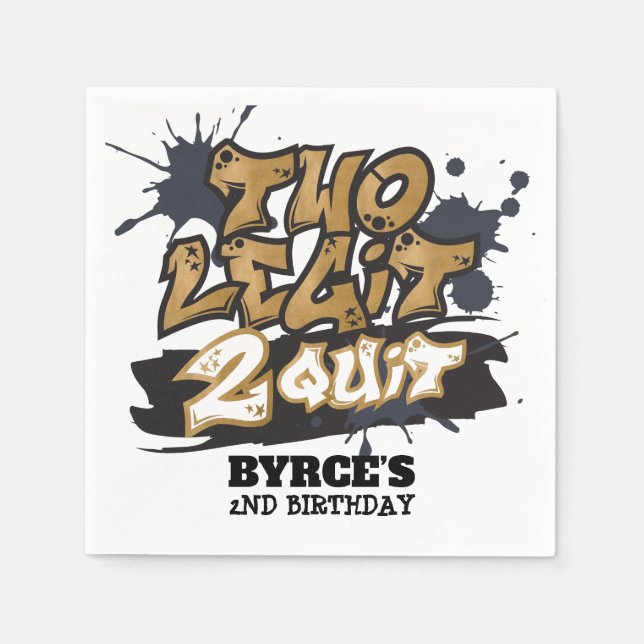 Servilleta De Papel Servilletas de cumpleaños Two Legit to Quit (Anverso)