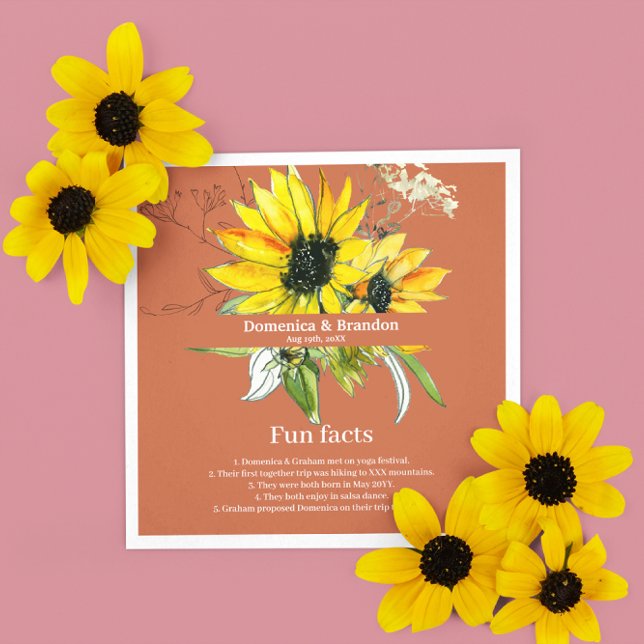 Servilleta De Papel Servilletas de datos divertidos de boda de girasol (Subido por el creador)