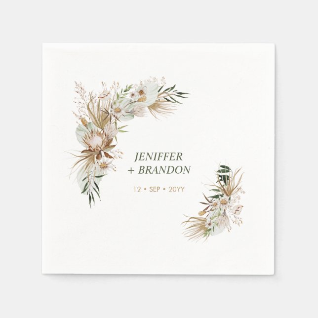 Servilleta De Papel Servilletas de decoración de boda bohemio Boho (Anverso)