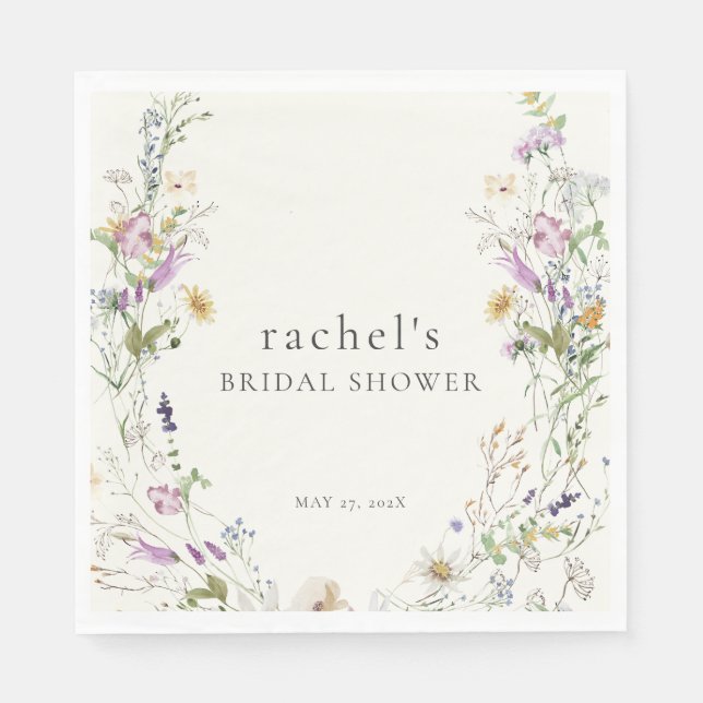 Servilleta De Papel Servilletas de Desayuno Nupcial de Flor Silvestre  (Anverso)